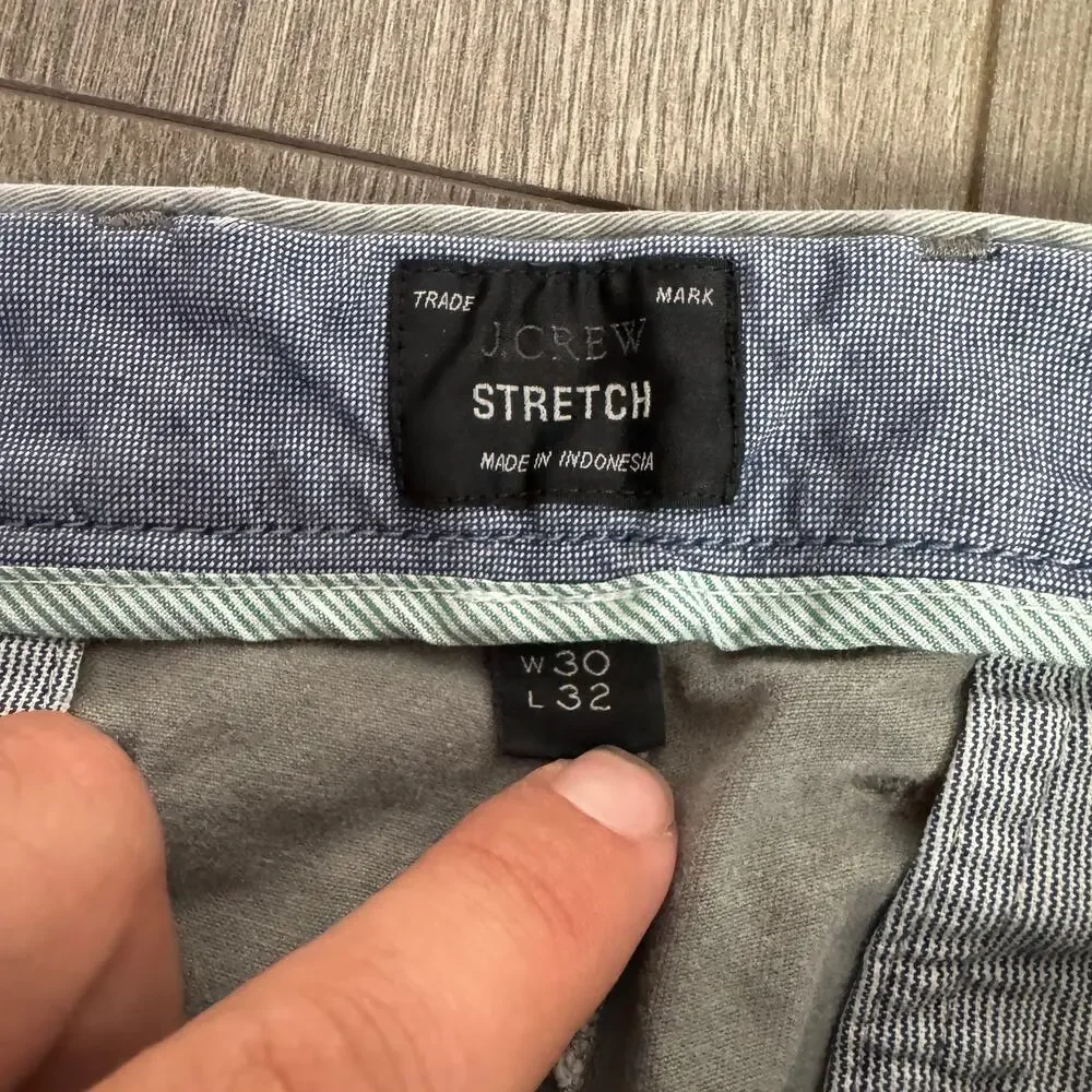 J.Crew Stretch 250 Skinny Chino Pants Mens 30x32 Gray Twill Cotton Blend Zip Fly